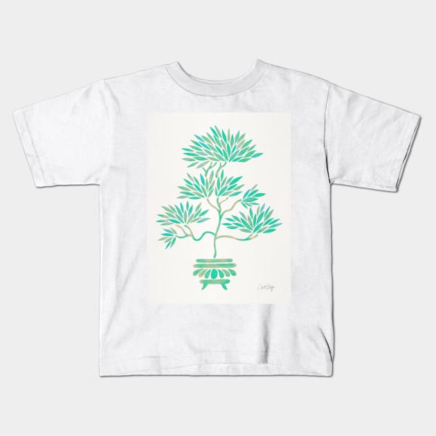 Turquoise Bonsai Kids T-Shirt by CatCoq